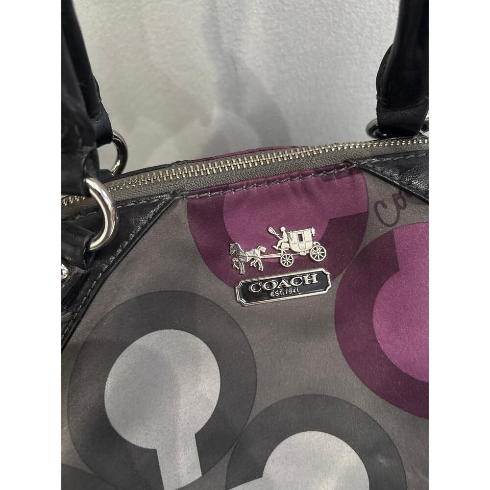 Coach Madison Sophia Clover Logo Sateen Bag Purse Purple Tones - Picture 3 of 10